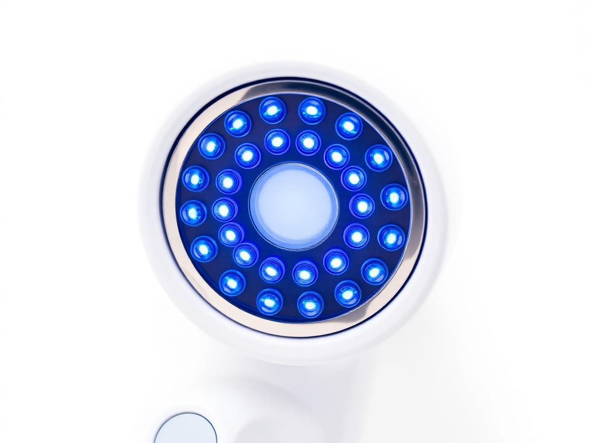 Detalle del cabezal circular con puntos LED azules encendidos